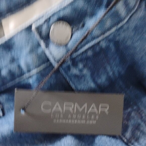 Carmar Aliena Athletic Jogger Blue Jeans - Red Stripe Elastic Band Ankle Size 28 - Picture 8 of 9